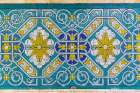 Tashkent, Uzbekistan, Central Asia. Decorative tile work in a Tashkent subway station. Art Print